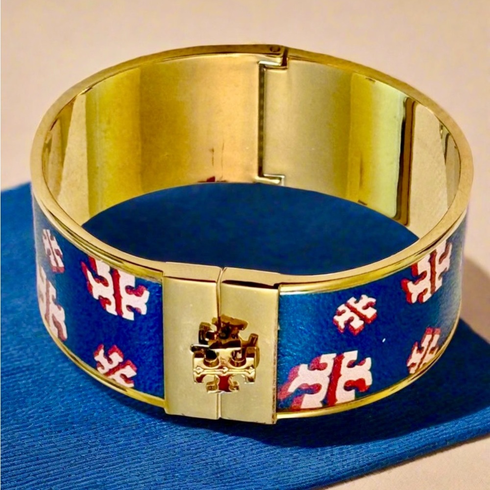 Tory Burch Gold and Blue Jewelry with Decorative Enamel - Picture 2 of 10